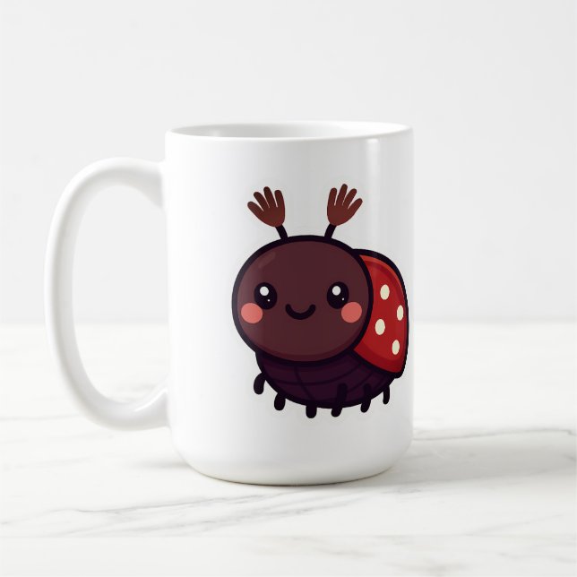 Cute May Beetle – Kawaii Forest Charm Coffee Mug (Left)
