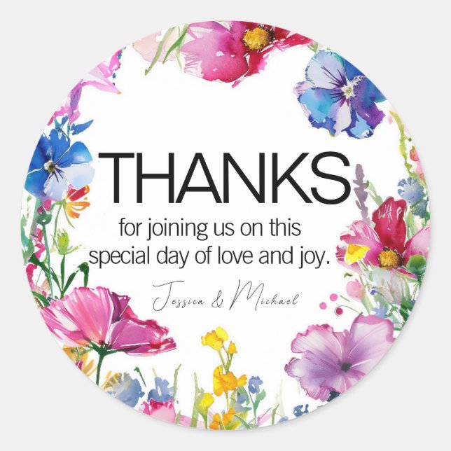 Cute 🌻💗🌹 Meadow Blooms Collection Classic Round Sticker (Front)