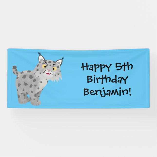 Cute mean bobcat lynx cartoon banner (Horizontal)