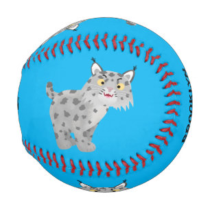 Cute mean bobcat lynx cartoon baseball