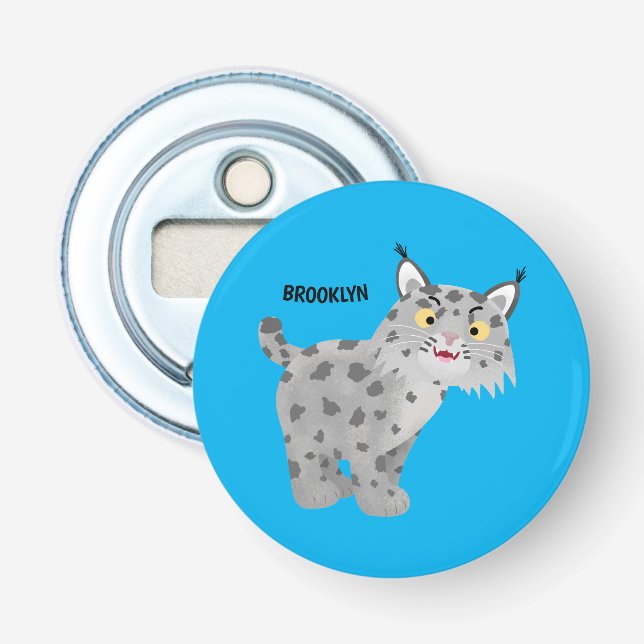 Cute mean bobcat lynx cartoon bottle opener (Front)