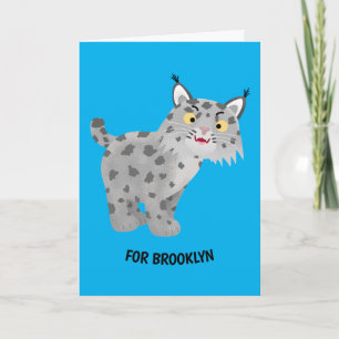 Cute mean bobcat lynx cartoon card
