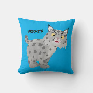 Cute mean bobcat lynx cartoon cushion