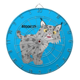 Cute mean bobcat lynx cartoon dartboard