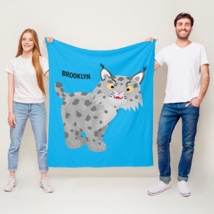 Cute mean bobcat lynx cartoon  fleece blanket
