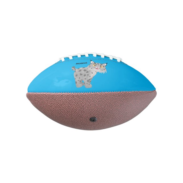 Cute mean bobcat lynx cartoon football (Rotated 270)