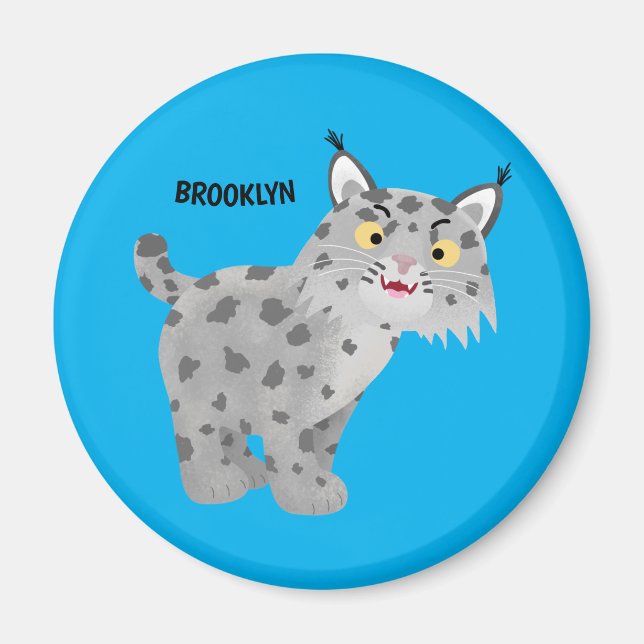 Cute mean bobcat lynx cartoon magnet (Front)