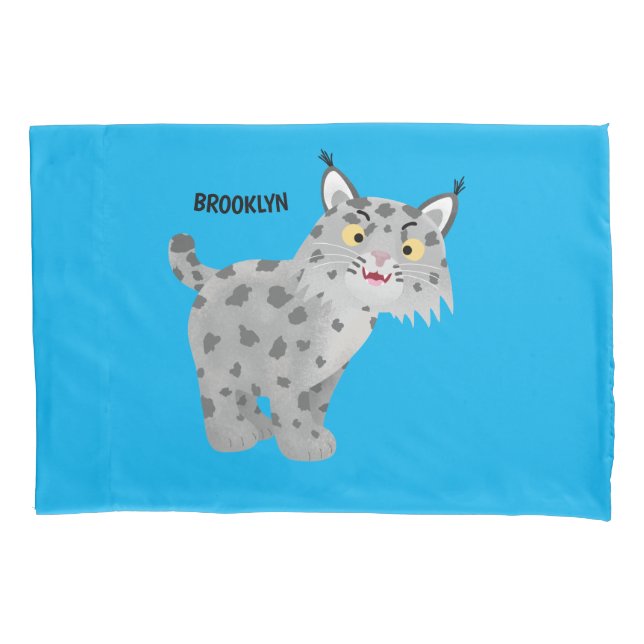 Cute mean bobcat lynx cartoon pillowcase (Front)