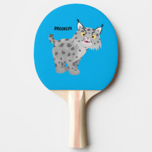 Cute mean bobcat lynx cartoon ping pong paddle