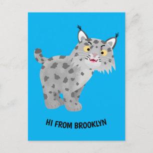 Cute mean bobcat lynx cartoon postcard