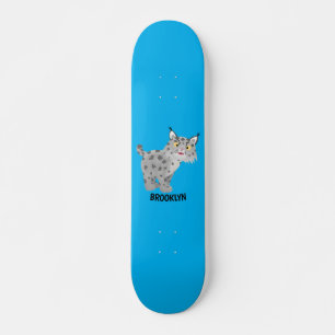Cute mean bobcat lynx cartoon  skateboard