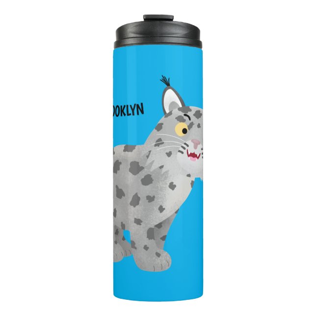Cute mean bobcat lynx cartoon thermal tumbler (Front)