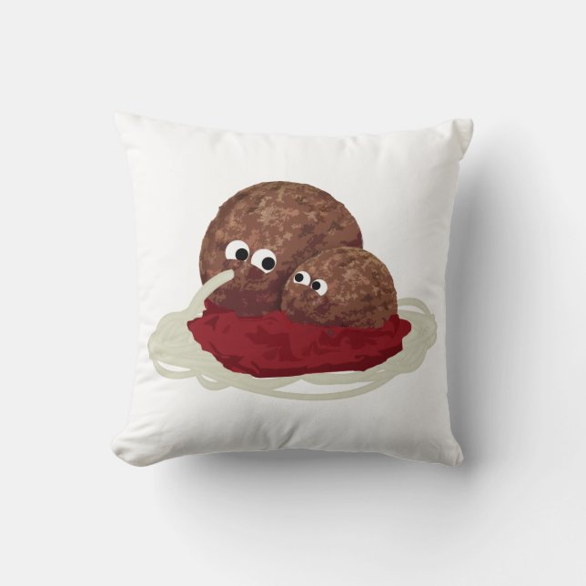 Cute Meatball Eating Spaghetti Cushion (Front)