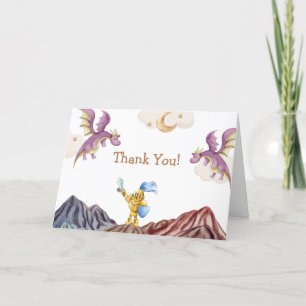 Cute Mediaeval Fairytale Dragon Boy Baby Shower  Thank You Card