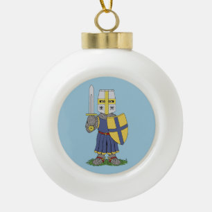 Cute Mediaeval Knight Ceramic Ball Christmas Ornament