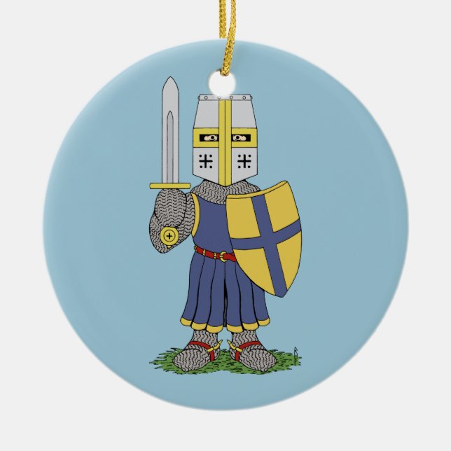 Cute Mediaeval Knight Ceramic Ornament (Front)