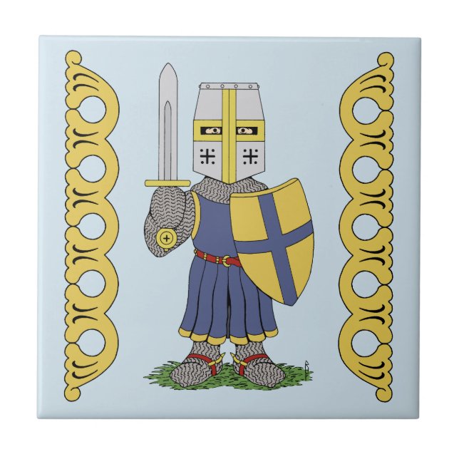 Cute Mediaeval Knight Ceramic Tile (Front)