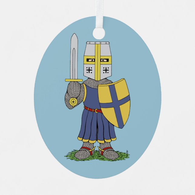 Cute Mediaeval Knight Metal Tree Decoration (Front)