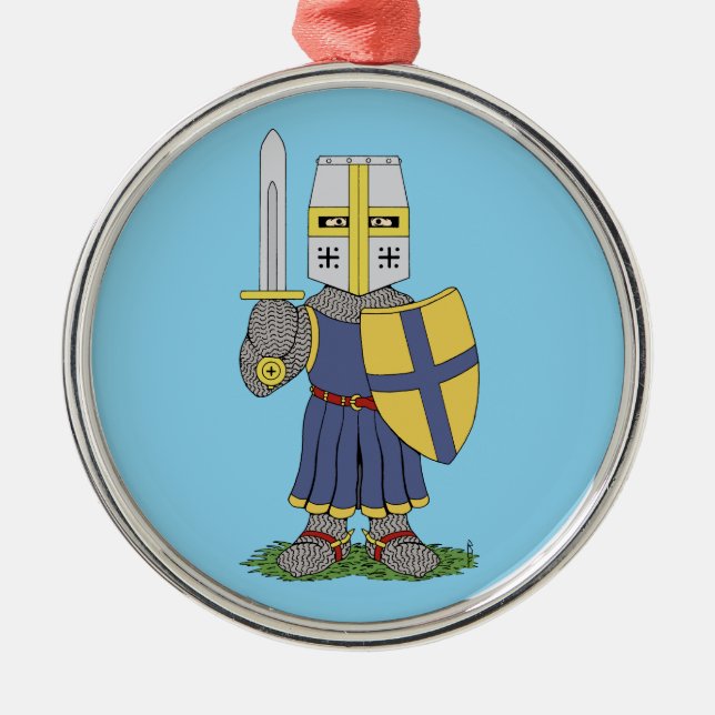 Cute Mediaeval Knight Metal Tree Decoration (Front)