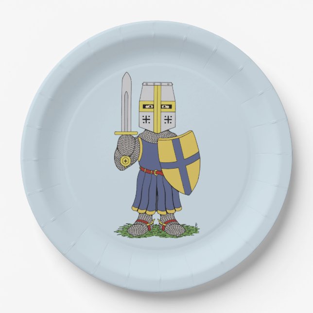Cute Mediaeval Knight Paper Plate (Front)