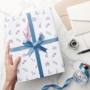 Cute medical cartoon doctor nursing doodles wrapping paper