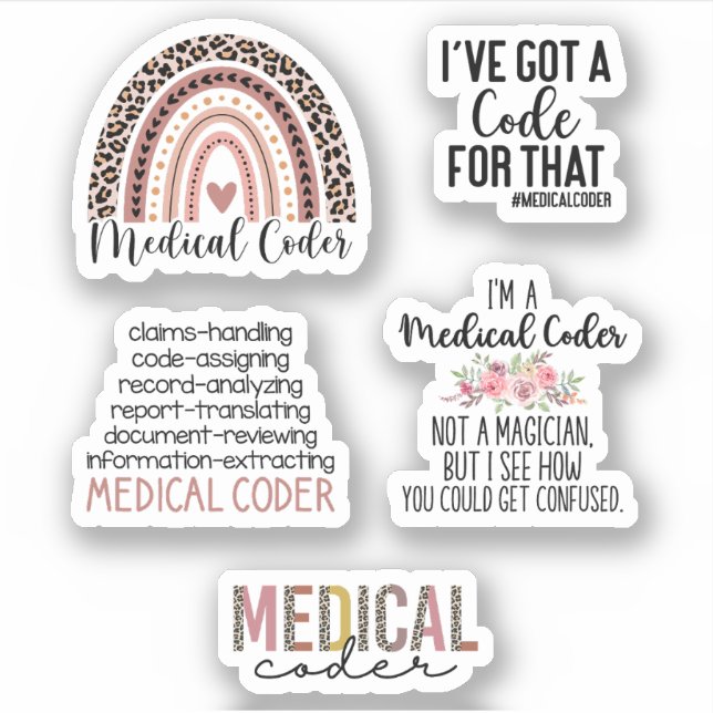 Cute Medical Coder Sticker Pack, Medical Coding (Front)