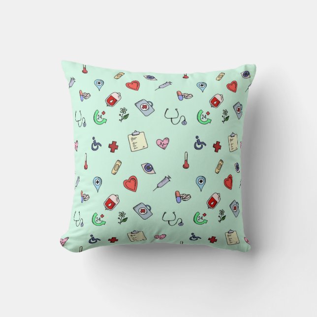 Cute Medical Icon Pattern Cushion (Front)