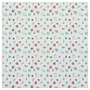 Cute Medical Icon Pattern Fabric