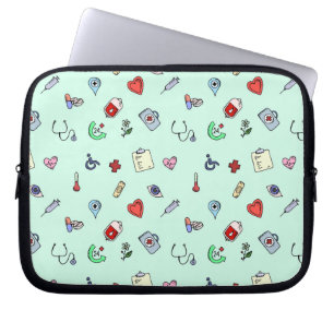 Cute Medical Icon Pattern Laptop Sleeve