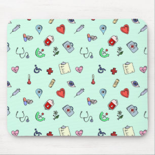 Cute Medical Icon Pattern Mouse Pad