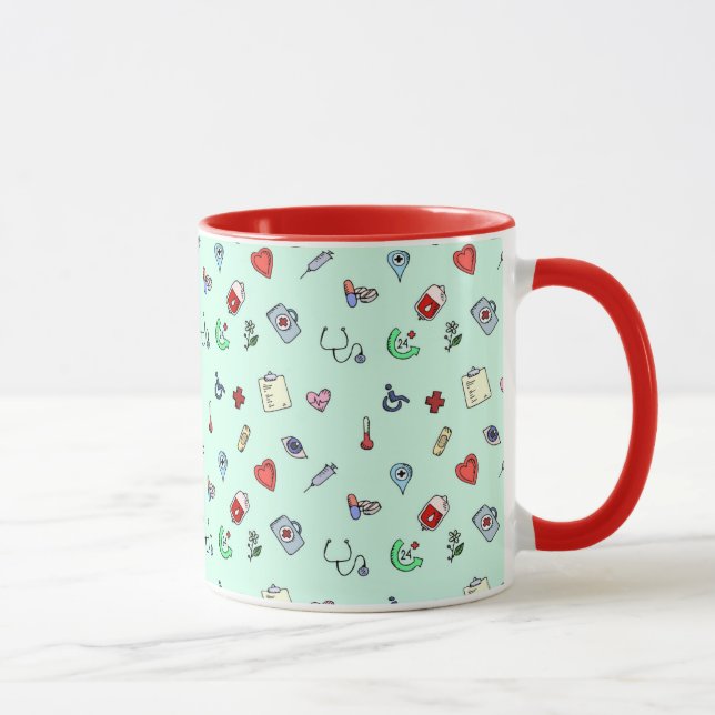 Cute Medical Icon Pattern Mug (Right)