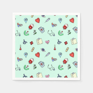 Cute Medical Icon Pattern Napkin