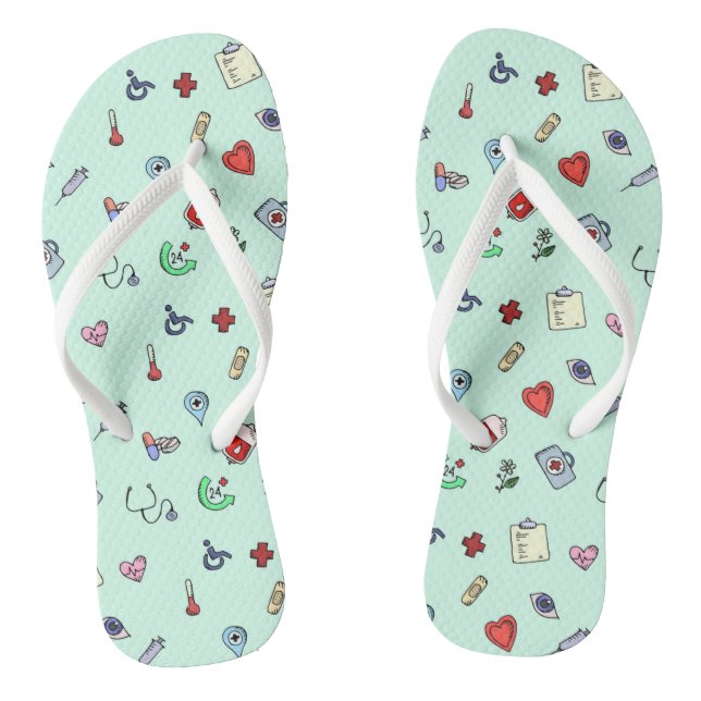 Cute Medical Icon Pattern Thongs (Footbed)
