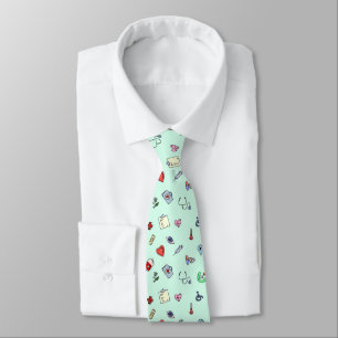 Cute Medical Icon Pattern Tie