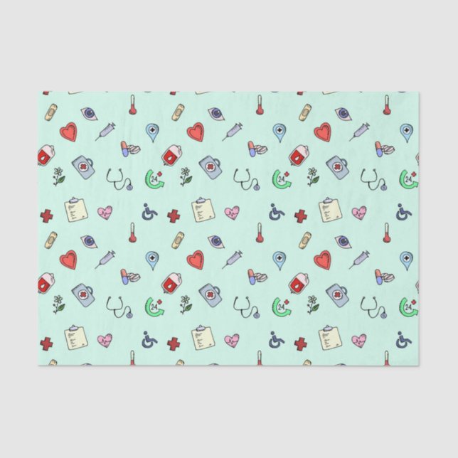 Cute Medical Icon Pattern Tissue Paper (Front)