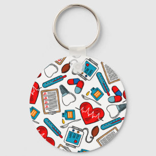Cute Medical Nurse Doctor Theme Mixed Pattern   Key Ring