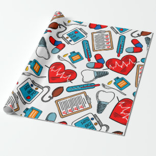 Cute Medical Nurse Doctor Theme Mixed Pattern Wrapping Paper