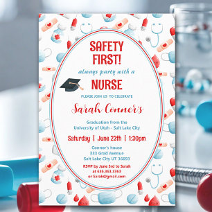 Cute Medical Nurse Graduation Invitation