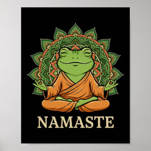 Cute Meditating Frog Buddha Namaste Mandala Zen Mi Poster