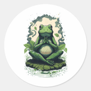 Cute Meditating Frog Zen Yoga Spiritual Meditation Classic Round Sticker