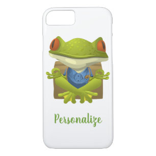 Cute Meditating Illustrated Green  Frog iPhone 8/7 Case