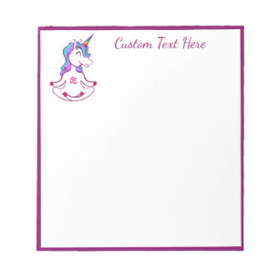 Cute Meditating Unicorn Zen Yoga Lotus Namaste Notepad