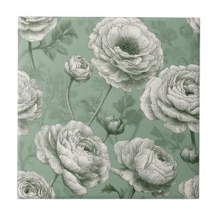 Cute Mediterranean Ranunculus Tiles For Spa-Style