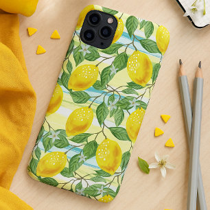 Cute Mediterranean Summer Lemon Fruit Art Pattern iPhone 11 Pro Max Case