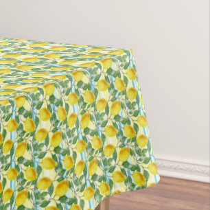 Cute Mediterranean Summer Lemon Fruit Art Pattern Tablecloth