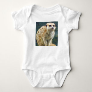Cute Meerkat at Attention, Kansas City Zoo Baby Bodysuit