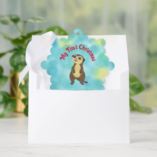 Cute Meerkat Baby First Christmas Paper Ornament 