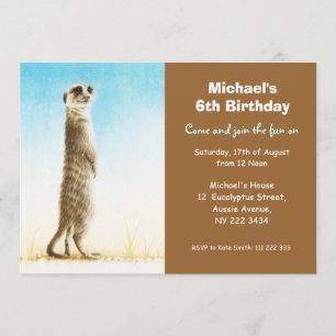 Cute Meerkat Birthday Party Invitation