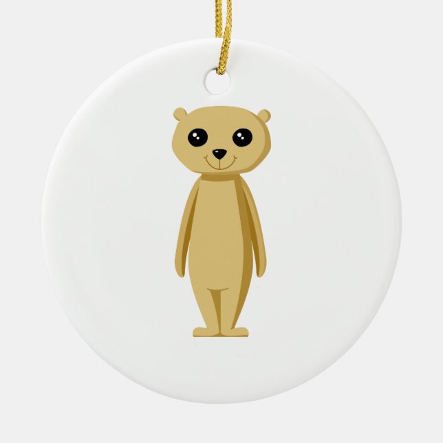 Cute Meerkat. Ceramic Tree Decoration (Front)