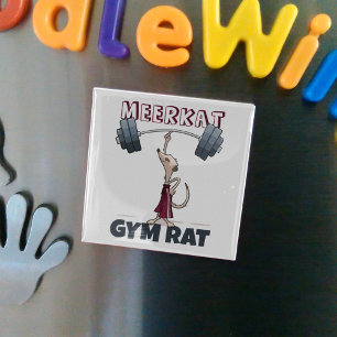 Cute Meerkat Gym Rat Funny Weightlifter Cartoon Magnet